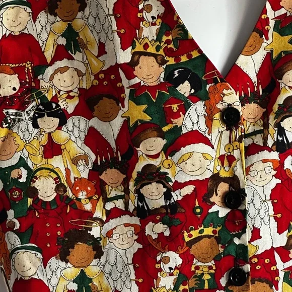 Festive Multicolor Cartoon Print Vest Christmas,Holiday Fashion - Picture 8 of 9